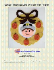 Thanksgiving Wreath with Pilgim/Pumpkins- Plastic Canvas Pattern or Kit
