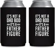 It’s Not a Dad Bod It’s a Father Figure - Can Sleeve Cooler Insulated Drink Beer Hugger Coolies - Funny Father's Day Gifts for Dad - Birthday Present Idea for Him Men Boyfriend Husband (Black, 2 Pk)