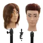 Barber Mannequin Head Male, Mannequin Head Human Hair for Dark Brown