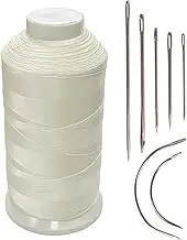 Bonded Nylon Sewing Thread 1500 Yard Size #69 T70 Color White for Outdoor Leather Bag Shoes Canvas Upholstery with Sewing Needles Kit