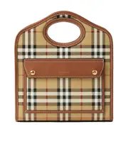 Burberry Hollow-Handle Checkered Mini Tote Bag One size Brown