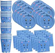 Hippo Birthday Party Supplies Set Plates Napkins Cups Tableware Kit for 16
