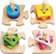 16pc Hape Creative Peg Puzzle Shapes Toddler Educational Wooden Toy Game 18m+