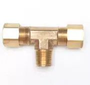 3/8" Tube OD Compression x 1/4" Male NPT Center Branch Tee Fitting Adapter