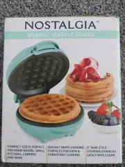 Nostalgia MyMini Personal Waffle Maker MWF5TL Hashbrowns Brownies Teal New