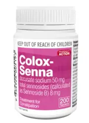 COLOX-SENNA 200 Tablets (SAME AS COLOXYL WITH SENNA) 1 BOTTLE