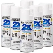6 Cans - RUST-OLEUM 2X ULTRA COVER PAINT & PRIMER IN ONE - 357855 Matt White