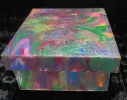 Original one of a kind Abstract acrylic painted Rainbow Trinket Box