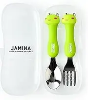 Labymos 2Pcs Kids Travel Carry Set Children Portable Tableware Toddler Uils Kids Spoon & Fork Set with Travel Case