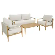Allora 2.5+1+1 Timber and rope Lounge Setting with Coffee Table - Outdoor Wicker Lounges