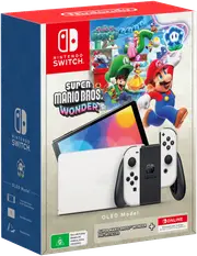 Nintendo Switch OLED White Super Mario Bros. Wonder + NSO 12 Month Bundle