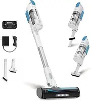 [Levoit] Cordless Vacuum Cleaner, Stick Vac with Tangle-Resistant Design, Up to 50 Minutes, Powerful Suction, Rechargeable, Lightweight, and Versatile for Carpet, Hard Floor, Pet Hair, White＆Blue