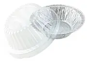 Handi-Foil 5 3/4" 12 oz. Aluminum Meat Pot Pie Pan w/Clear Dome Lid - HFA# 4007
