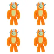 4PK Paws & Claws Monster Ziggle Soft Plush Pet/Dog Squeaky Toy 34cm Assorted