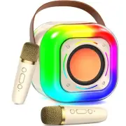 Karaoke Machine for Adults Kids: Portable PA System with 2 Wireless Microphon...