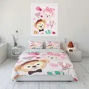 v1649 Bed Sheets Duffy and Friends Printed Soft Bedding Set Cartoon Anime Duvet Cover Comforter Cover Boys Girls Children Adults Twin King 3-Piece Bed
