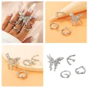 Irregular Rings Set For Women Bud Butterfly Branch Natural Stone Opal Vintage