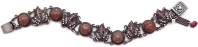 Mariana Dream Mauve Mineral Stones & Leaf Swarovski Crystal Silver Bracelet 1018