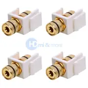 4x Audio Keystone Jack Banana For Speaker Cable Jack Black Ring White