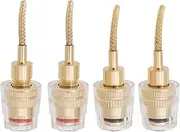 4pcs 2mm Pin to Banana Female Gold-Plated Connector 4mm Banana Female to 2mm Pin Connector HiFi Cable Adapter Plug for Audio 16.5x44mm