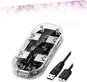 KONTONTY USB Hub Port Concentrator with Micro USB Input Transparent Design Compatible with Windows for Mobile Hard Drives Mice Keyboards and Charging
