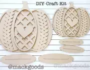 DIY Wood Craft Kit Pumpkin Shelf Sitter, Unfinished Sweater LARGE Single Pumpkin