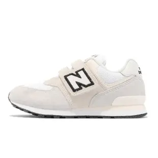 【NEW BALANCE】童鞋 574 W 寬楦 米白 黑 麂皮 魔鬼氈 中童 小朋友 NB 紐巴倫(PV574WB1-W)