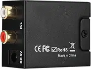 Digital to Analog Audio Converter, DAC Digital SPDIF Optical to Analog L/R Converter R with Optical Cable and Power Adapter