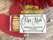 10 White Matchbox cover Wedding favour labels Sticker perfect match personalised