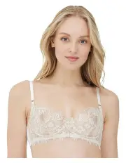 [Skarlett Blue] Entice Wired Sheer Lace Balconette Bra in White/Nylon