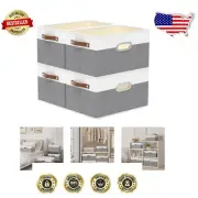 Stylish 4-Pack Foldable Baskets for Shelves - Large Storage Cubes, Modern Design