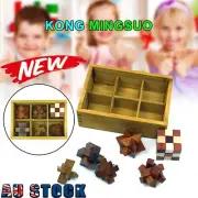 6PCS/Set Wooden Puzzle IQ Brain Teaser Burr Interlocking Puzzles Game Toys TK