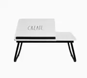 Rae Dunn Folding Laptop Lap Desk White “Create” adjustable Tilt Wooden Work Tray