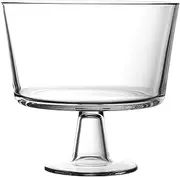 European Trifle Bowl with Pedestal, Round Dessert Display Stand for Laying Cakes, Pastries or Baked Goods, Modern Design with Crystal-Clear Borosilicate Glass, X Quart