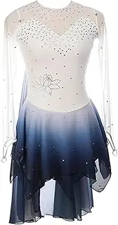 [Zagitova] Figure Skating Dress for Girls Patchwork Gradient Women Competition Performance Dance Outfit with Rhinestone