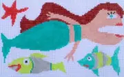 Folk Art Mermaid Hand Painted Needlepoint Canvas