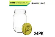 24x 550ML Glass Conserve Jar Food Container Jam Canning Mason Jars Airtight Lid