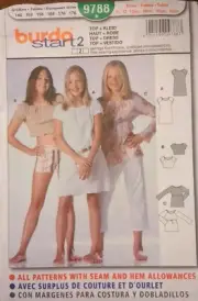 Burda 9788, Top and Dress, Sewing Pattern, Size Junior 11-16, Uncut, Complete