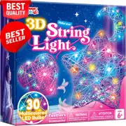 3D String Art Kit for Kids – Light-Up Crafts Set with 30 LED Bulbs, Ages 6-12.