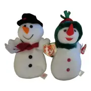 TY Beanies Set/2 Snowgirl #4333 & Twigs And Snowball #4201 New Tags