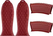 Silicone Hot Handle Holder,Heat Resistant Holders Sleeve,Washable Reusable Rubber Non-Slip Pot Assist Handles Cover for Cast Iron Skillet,Frying Pans,Griddles,Metal Pan Cookware,4PCS,Red