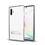 For Samsung Galaxy Note 10 Transparent Bumper Case w/ Kickstand SILVER