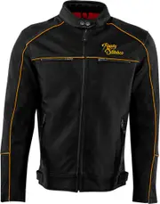 Rusty Stitches Chase, leather jacket , color: Black/Yellow , size: XL
