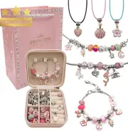 Bracelet Making Kit for Girls 68Pcs, DIY Charm Bracelet Set w/ Jewelry Box 8-12Y