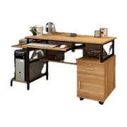 Prime Multi-function Computer Desk Workstation with Shelves & Cabinet (Oak)