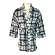 Calvin Klein - Boys Super Soft Fleece Gray Woodland Plaid Robe - Medium (7/8)