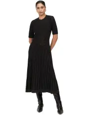 [Veronika Maine] Lurex Pointelle Knit Dress in Black