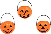 SHOWERORO 9pcs Halloween Pumpkin Bucket Halloween Pumpkin Decor Candies Pranks Prank Fall Decor Plastic Candy Boxes Desktop Ornament Photo Props Tricky Prop Orange Pp