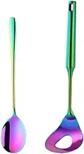 Tablespoons Stainless Steel Meat Baller Colorful Spoon Sets with Hole,Homemade Meat Balls Maker Molds with Long Handle for Kitchen Dinning Bar Cooking,9.3in*2.6in Serving Spoon (Color : Multi-Colored