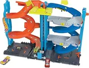 Hot Wheels Toy Car Track Set City Transforming Race Tower, Single to Dual-Mode Racing, with 1:64 Scale Car